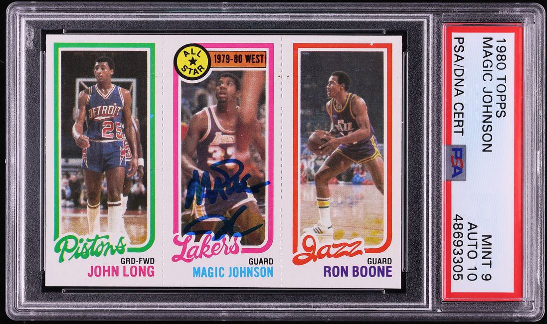 1980 Topps Basketball Magic Johnson ROOKIE AUTO DNA 10 PSA 9 MINT