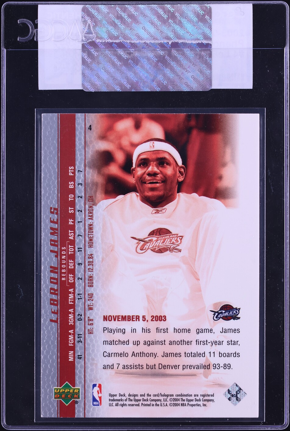 2003 Upper Deck Phenomenal Beginning LeBron James ROOKIE #4 CGC AUTH