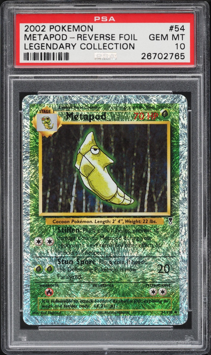 2002 Pokemon Legendary Collection Reverse Holo Metapod #54 PSA 10 GEM MINT