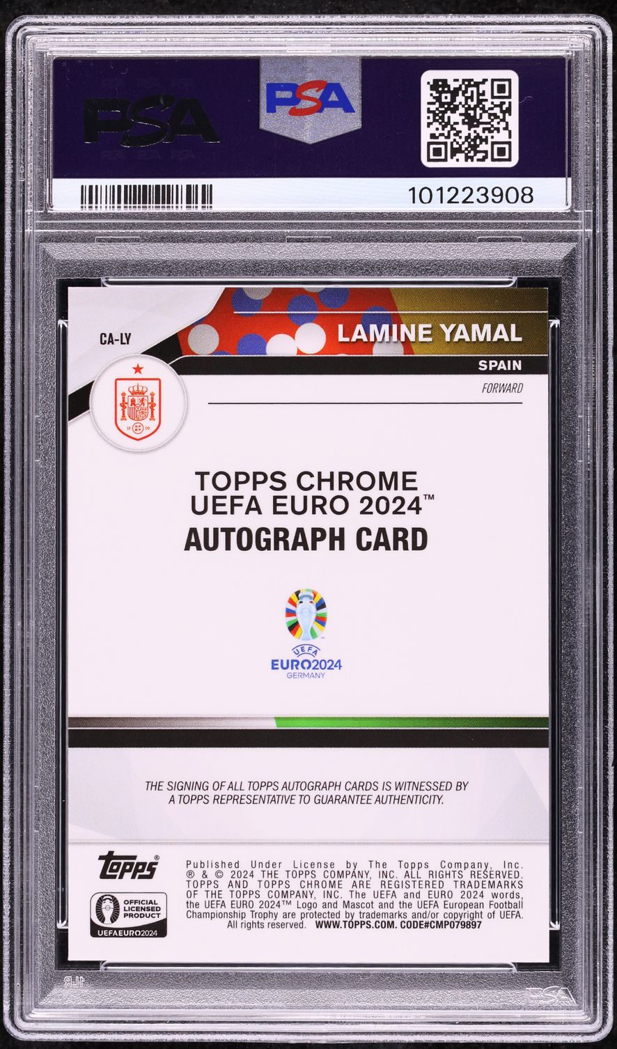 2024 Topps Chrome UEFA Euro Black Refractor Lamine Yamal ROOKIE AUTO /10 PSA 10