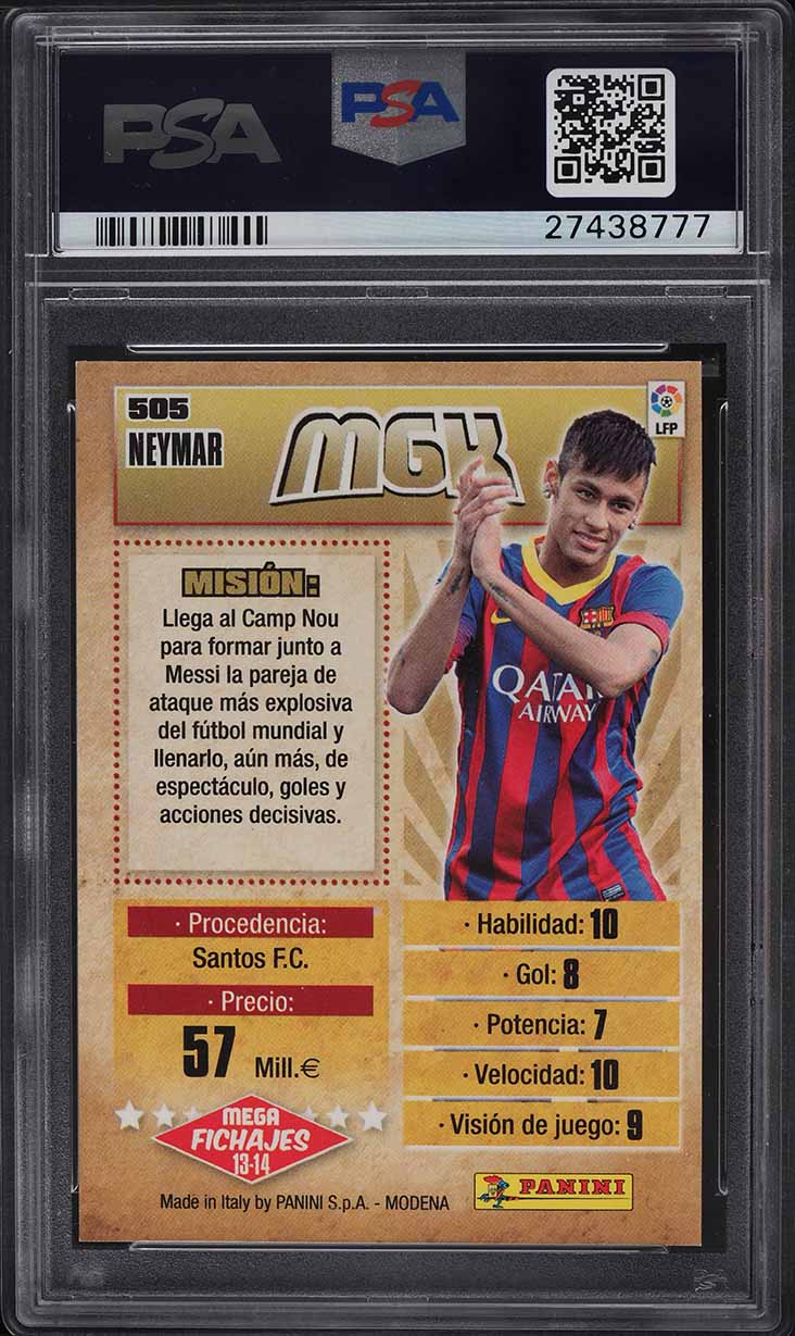 2013 Panini Megacracks Neymar #505 PSA 10 GEM MINT