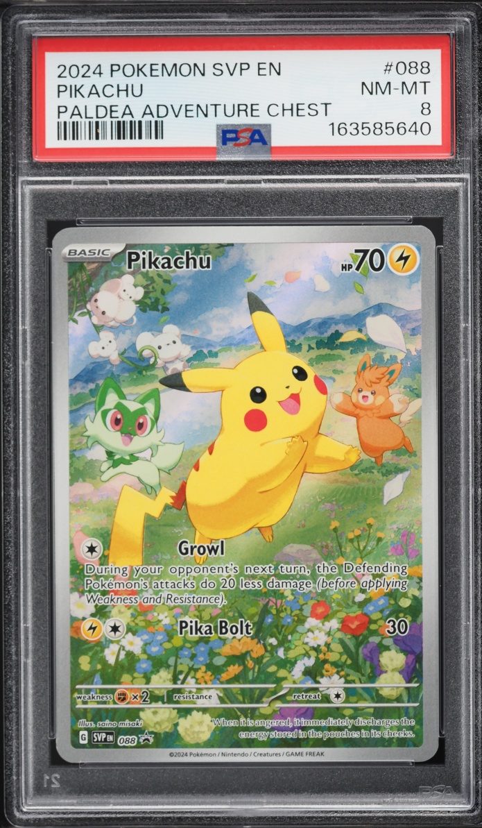 2024 Pokemon Scarlet & Violet Promo Paldea Adventure Chest Full Art Pikachu #88 PSA 8 NM-MT