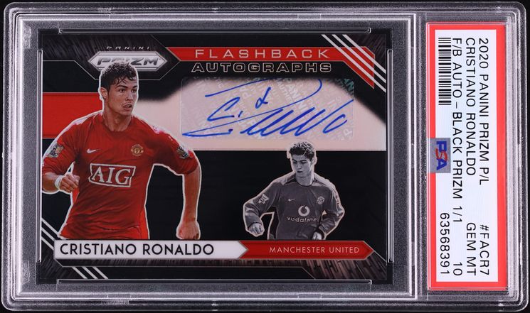 2020 Panini Prizm Premier League Black Cristiano Ronaldo AUTO 1/1 #FA-CR7 PSA 10 GEM MINT