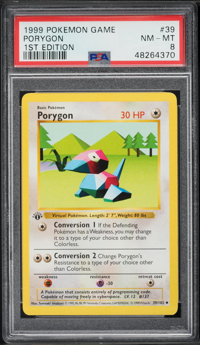 1999 Pokemon Base Set Shadowless 1st Edition Porygon #39 PSA 8 NM-MT