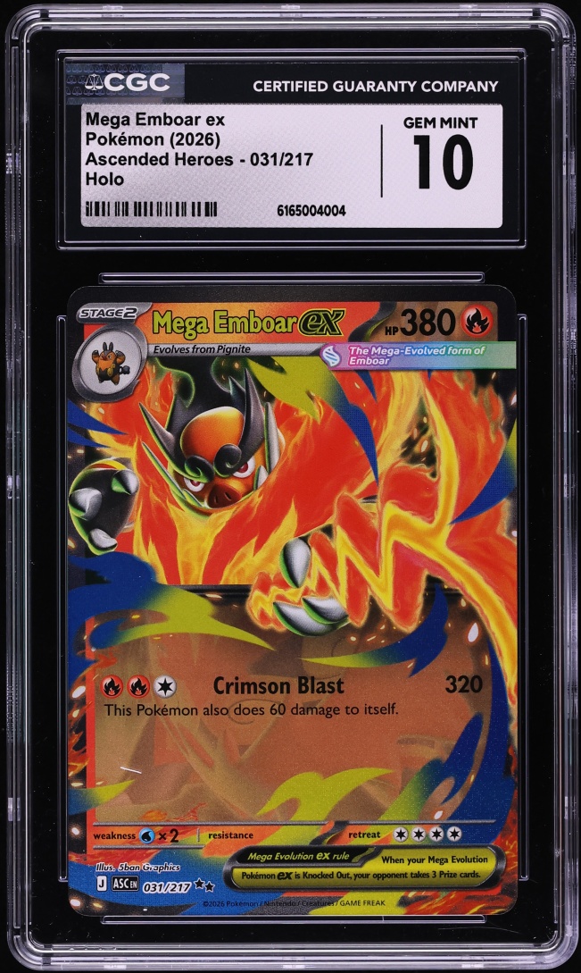 2026 Pokemon Mega Evolution Ascended Heroes Holo Mega Emboar Ex #31 CGC 10 GEM MINT