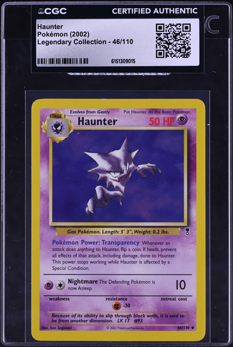 2002 Pokemon Legendary Collection Haunter #46 CGC AUTH
