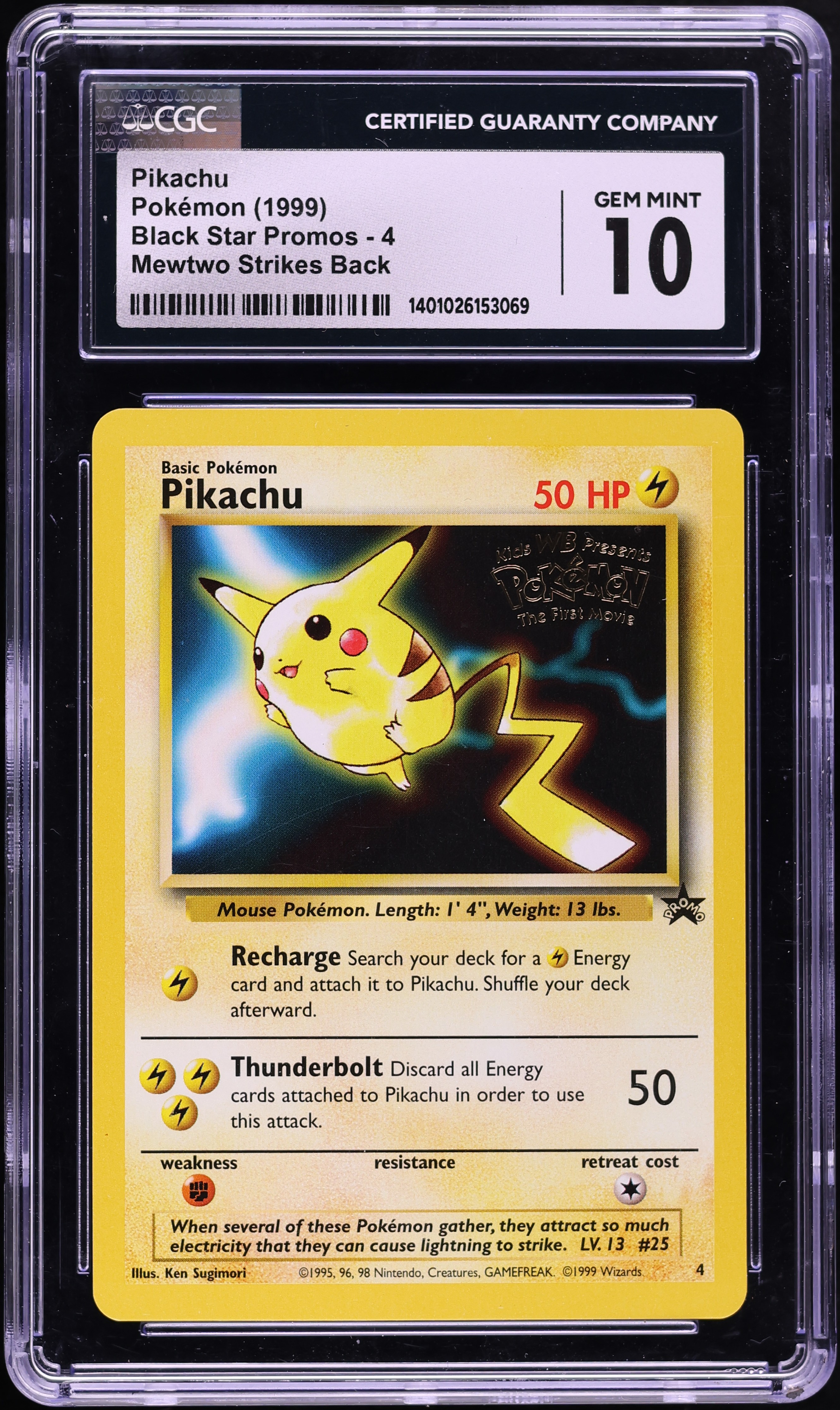 1999 Pokemon Movie Black Star Promo Pikachu #4 CGC 10 GEM MINT