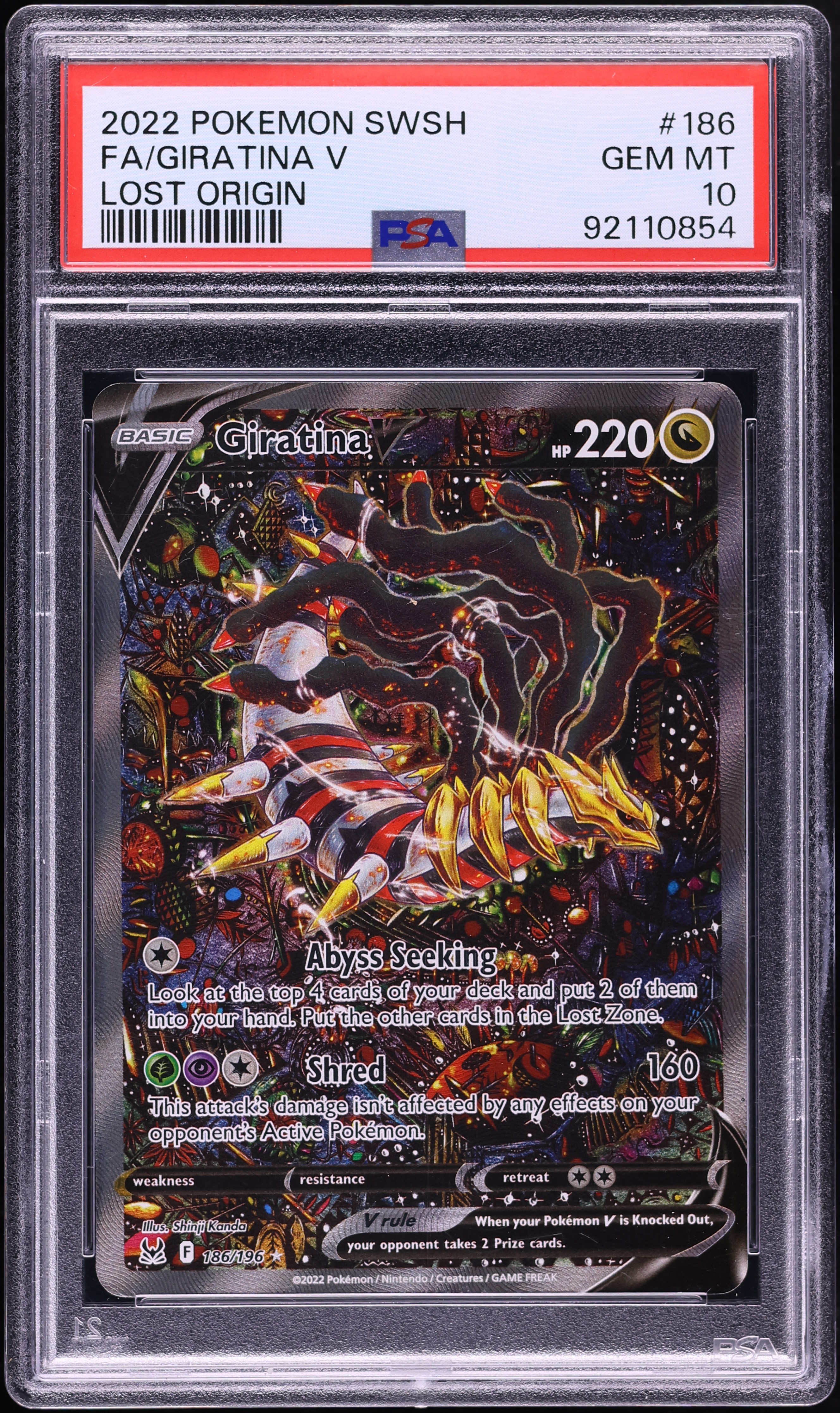 2022 Pokemon Sword & Shield Lost Origin Alt Art Giratina V #186 PSA 10 GEM MINT