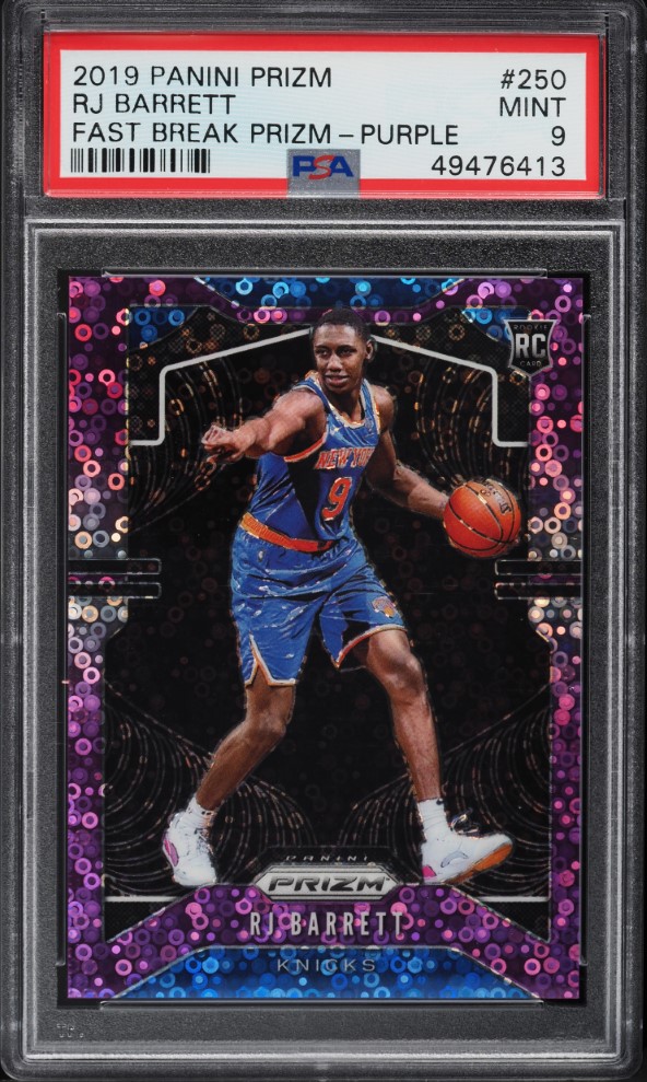 2019 Panini Prizm Fast Break Purple RJ Barrett ROOKIE /75 #250 PSA 9 MINT