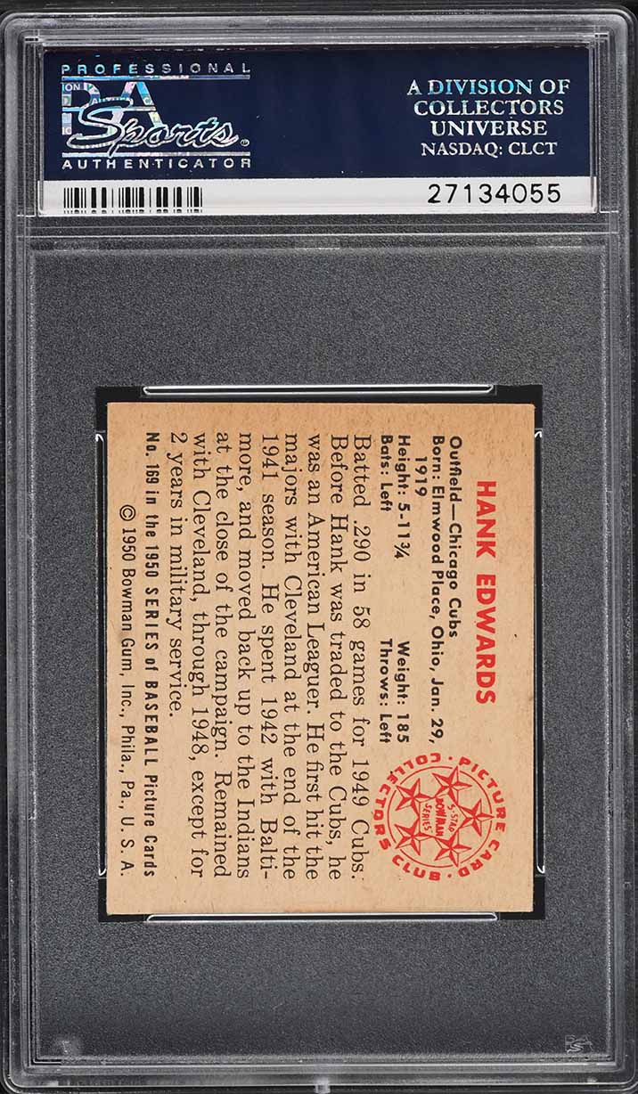 1950 Bowman Hank Edwards #169 PSA 6 EXMT