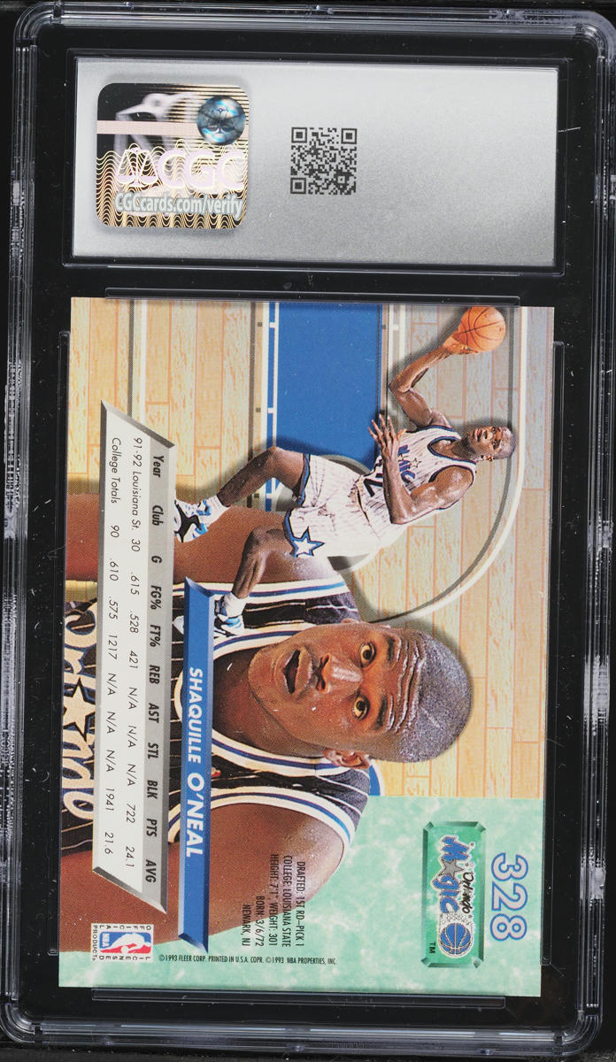 1992 Ultra Basketball Shaquille O'Neal ROOKIE #328 CGC 10 GEM MINT
