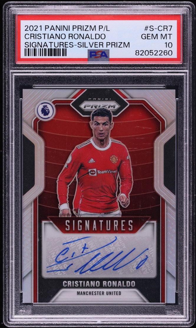 2021 Panini Prizm Premier League Silver Cristiano Ronaldo AUTO /25 #S-CR7 PSA 10 GEM MINT