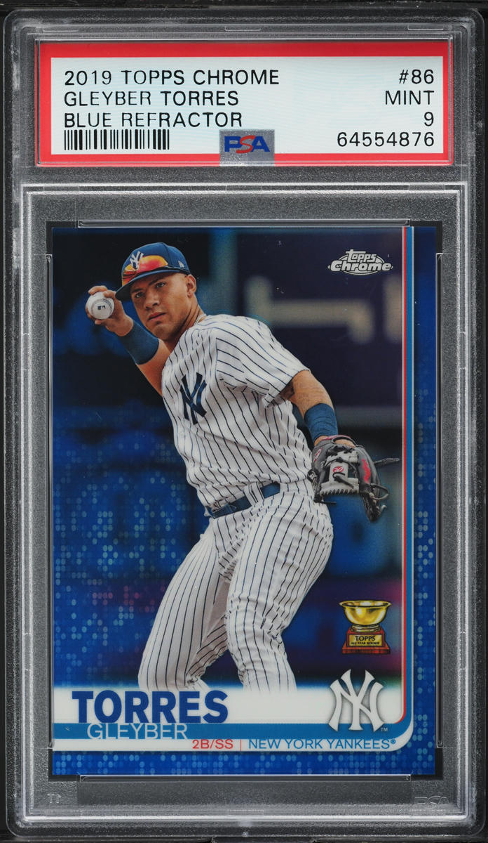2019 Topps Chrome Blue Refractor Gleyber Torres /150 #86 PSA 9