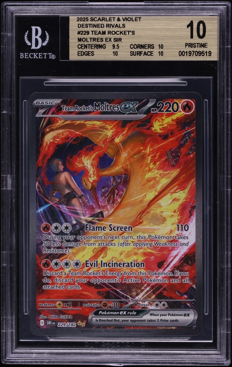 2025 Pokemon Scarlet & Violet Destined Rivals SIR Team Rocket's Moltres Ex #229 BGS 10 PRISTINE