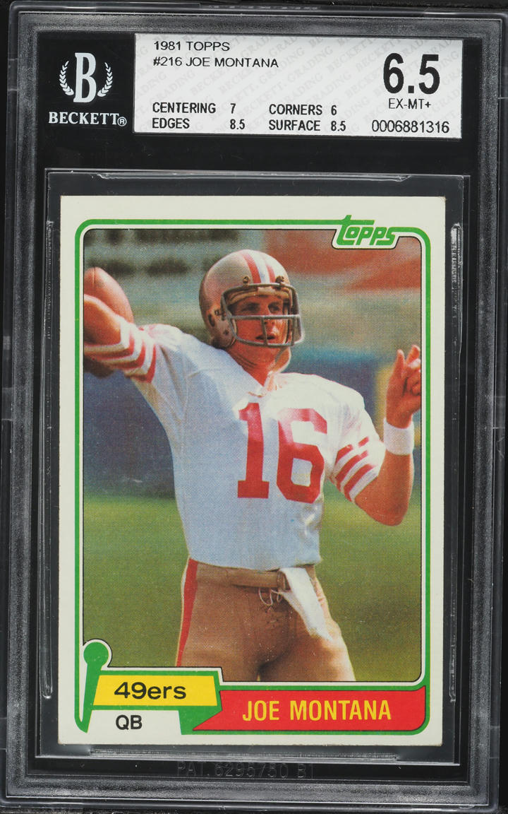 1981 Topps Football Joe Montana ROOKIE #216 BGS 6.5 EXMT+