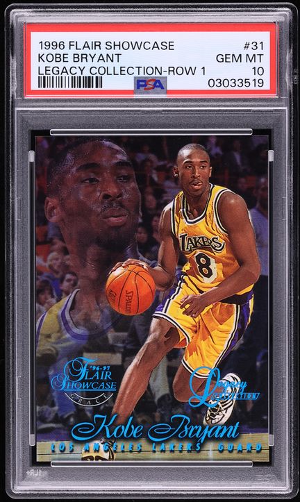 1996 Flair Showcase Legacy Collection Row 1 Kobe Bryant ROOKIE /150 #31 PSA 10 GEM MINT