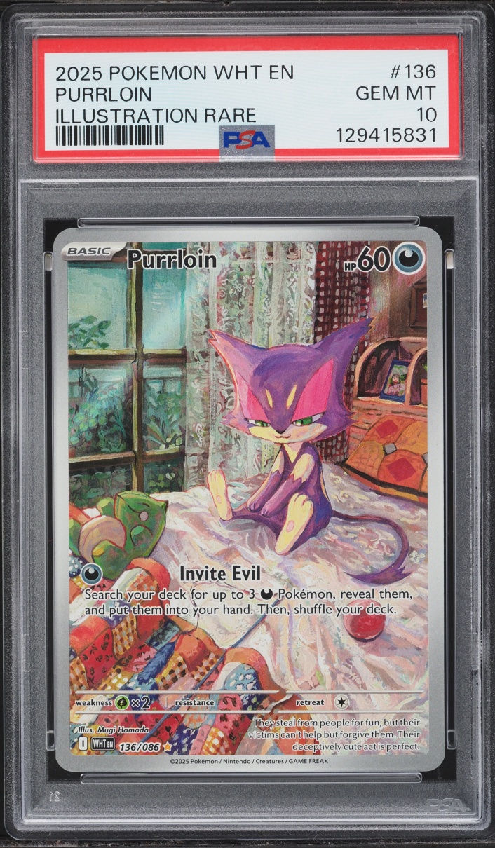 2025 Pokemon Scarlet & Violet White Flare IR Purrloin #136 PSA 10 GEM MINT