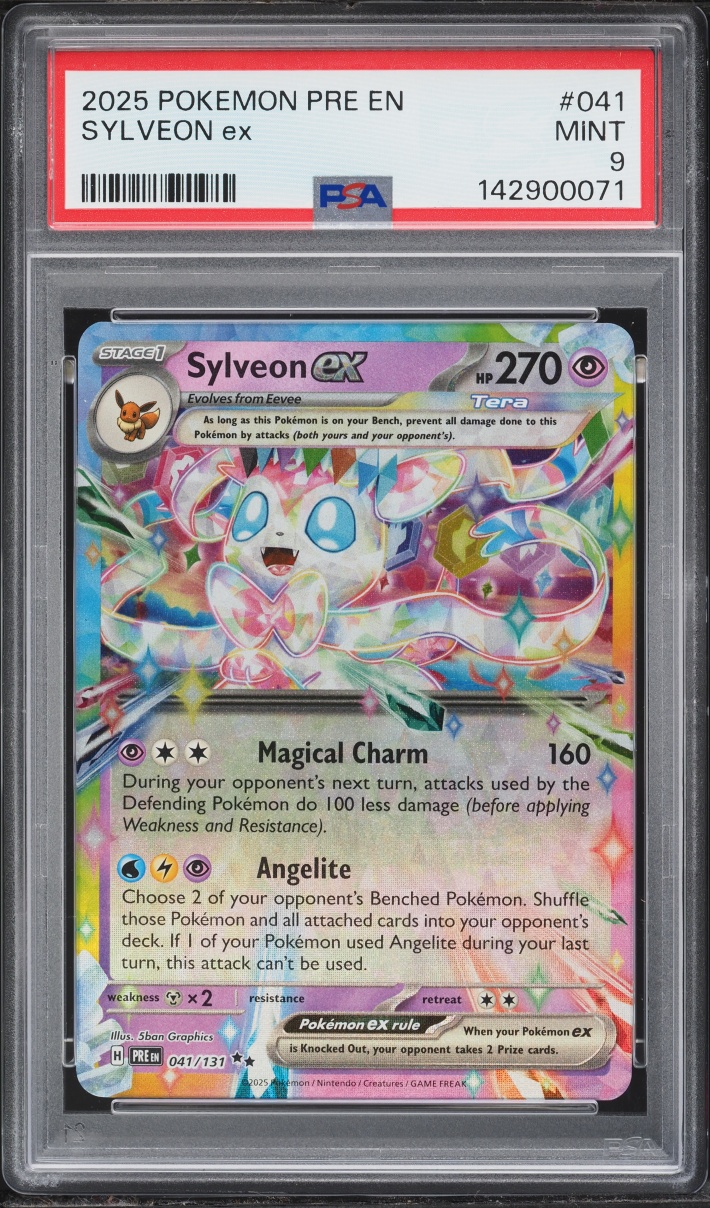 2025 Pokemon Scarlet & Violet Prismatic Evolutions Holo Sylveon EX #41 PSA 9 MINT