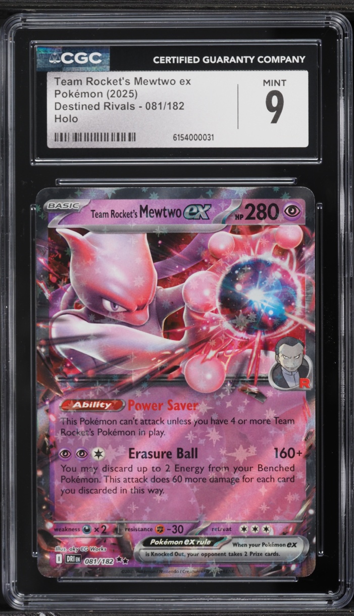 2025 Pokemon Scarlet & Violet Destined Rivals Holo Team Rocket's Mewtwo ex #81 CGC 9 MINT