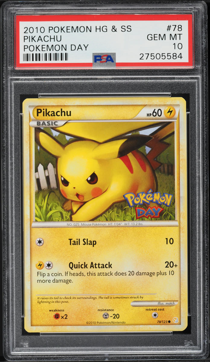 2010 Pokemon HeartGold & SoulSilver Pokemon Day Pikachu #78 PSA 10 GEM MINT