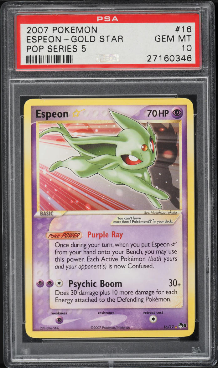 2007 Pokemon Pop Series 5 Holo Espeon Gold Star #16 PSA 10 GEM MINT