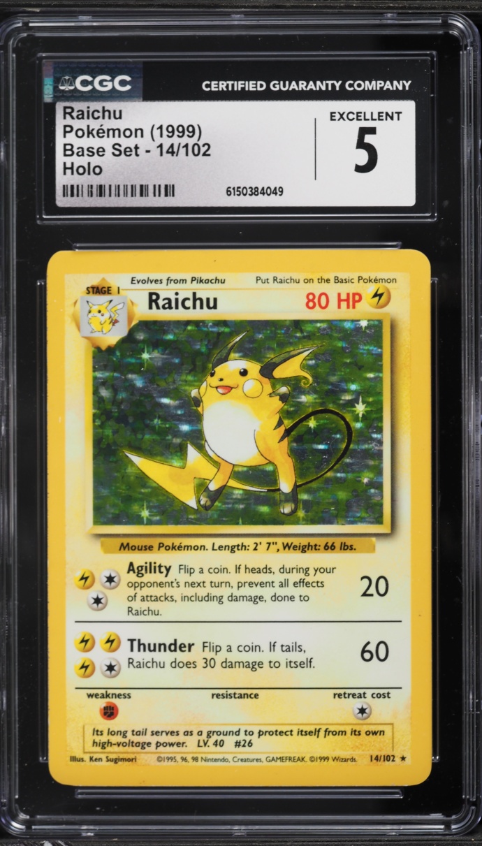 1999 Pokemon Base Set Holo Raichu #14 CGC 5 EX