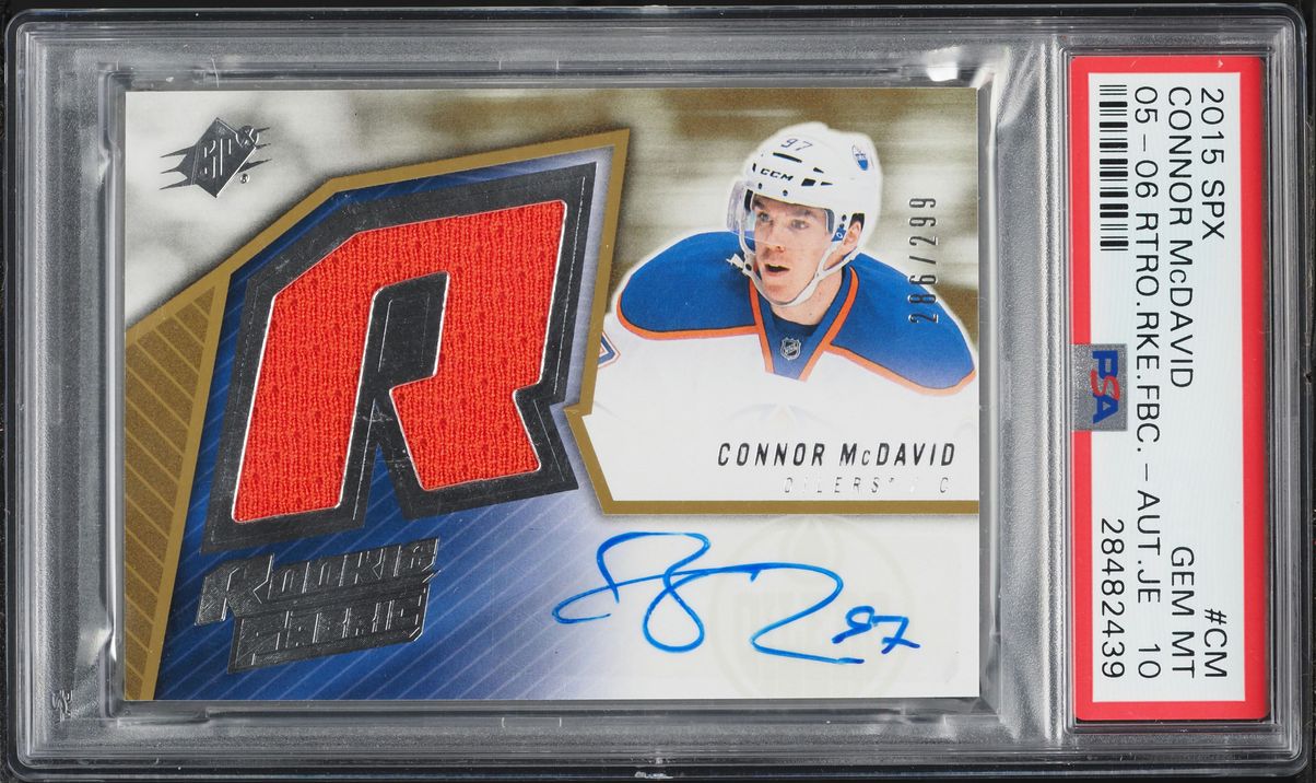 2015 SPx '05 Retro Connor McDavid ROOKIE PATCH AUTO /299 #SPXR-CM PSA 10 GEM MINT