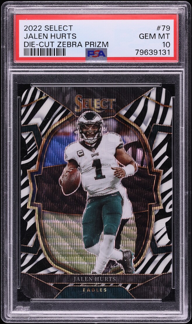 2022 Select Concourse Die-Cut Zebra Prizm Jalen Hurts #79 PSA 10 GEM MINT