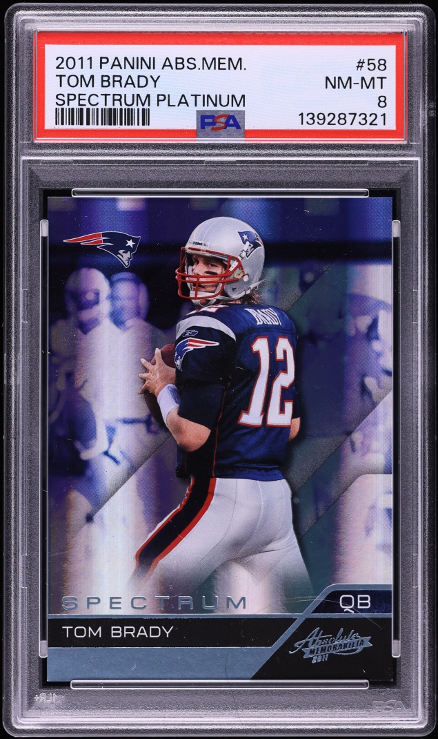2011 Absolute Memorabilia Spectrum Platinum Tom Brady /5 #58 PSA 8 NM-MT