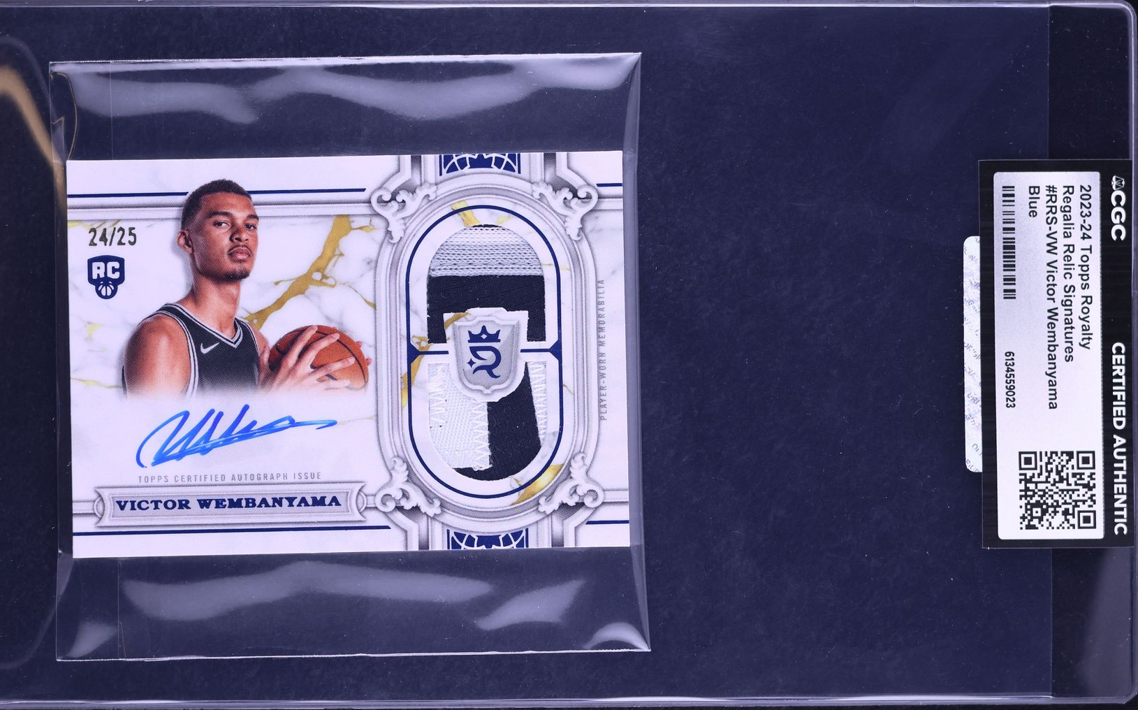 2023 Topps Royalty Regalia Blue Victor Wembanyama ROOKIE PATCH AUTO /25 #RRS-VW CGC AUTH