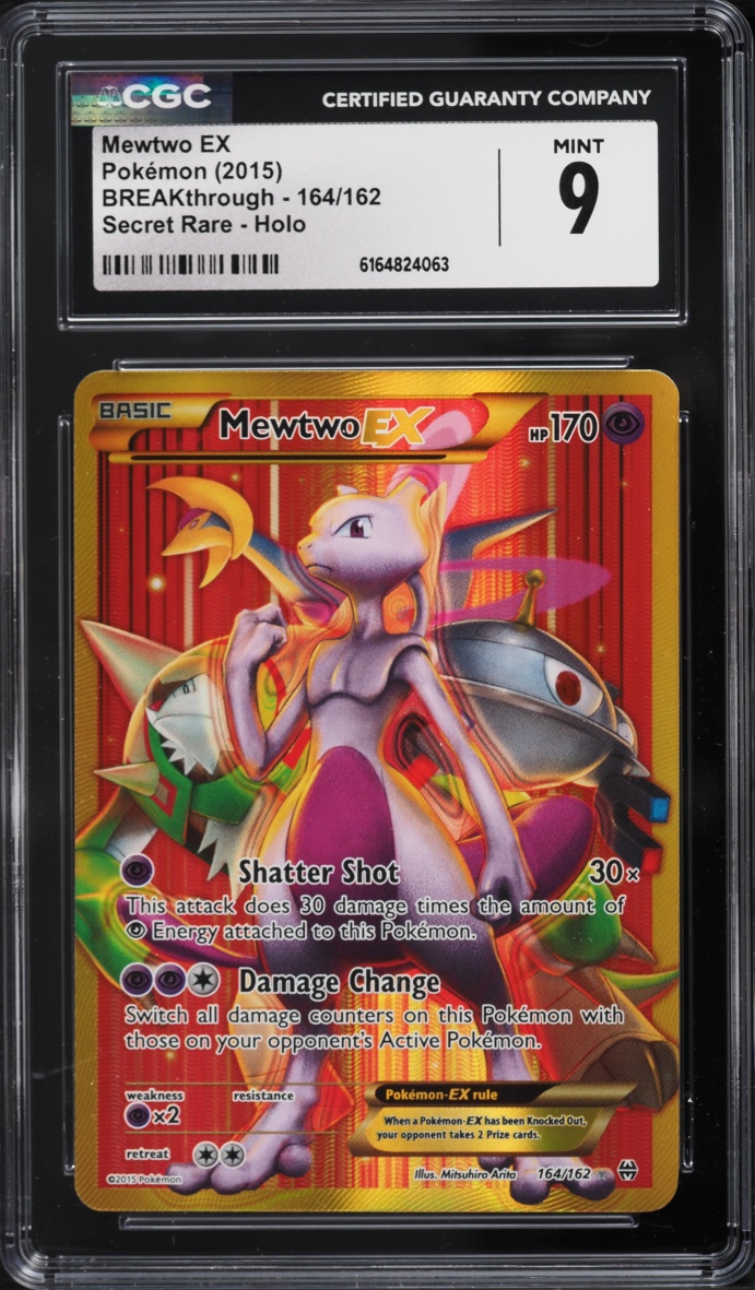 2015 Pokemon XY BREAKthrough Full Art Mewtwo EX #164 CGC 9 MINT