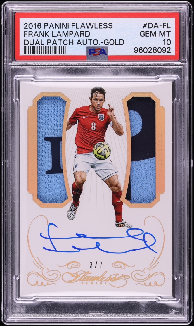 2015 Panini Flawless Dual Gold Frank Lampard PATCH AUTO /7 #DA-FL PSA 10 GEM MINT