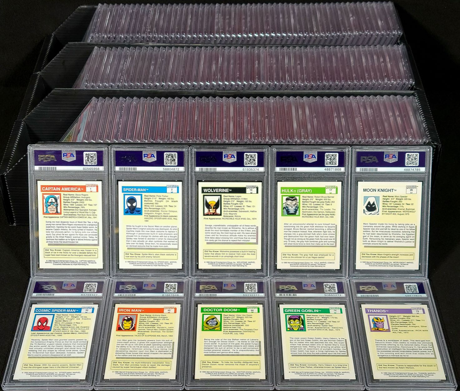 1990 Impel Marvel Universe COMPLETE PSA 10 SET + Hologram PSA 9, Captain America
