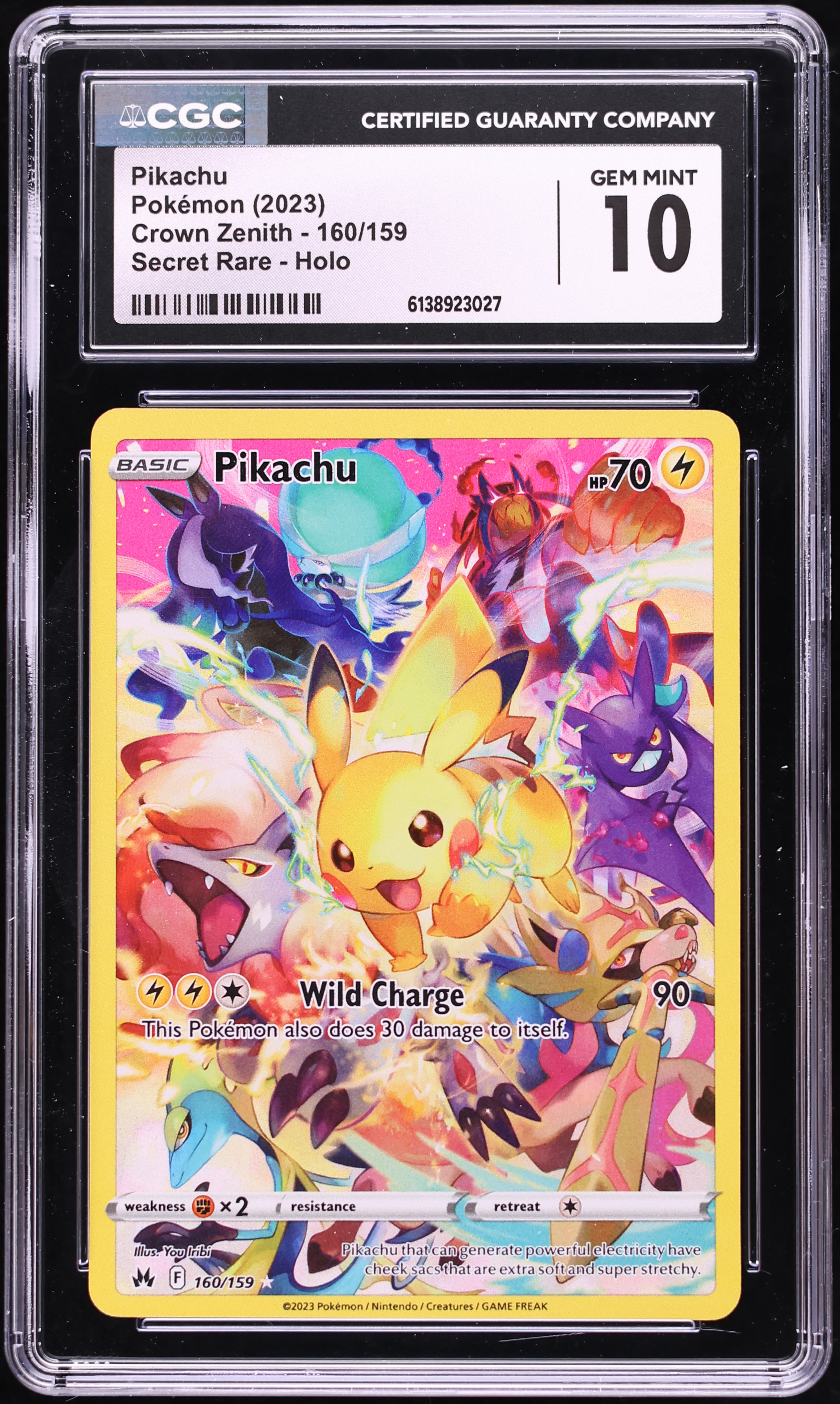 2023 Pokemon Sword & Shield Crown Zenith Full Art Pikachu #160 CGC 10 GEM MINT
