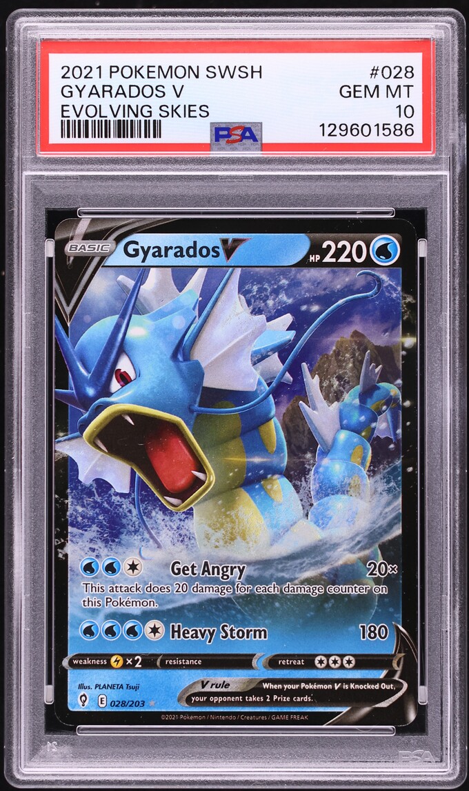 2021 Pokemon Sword & Shield Evolving Skies Holo Gyarados V #28 PSA 10 GEM MINT