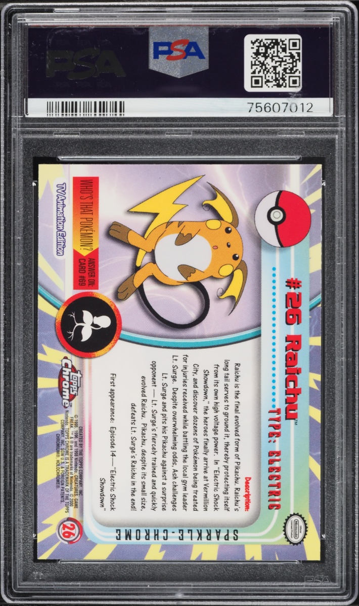 2000 Topps Chrome Pokemon Series 1 Sparkle Raichu #26 PSA 10 GEM MINT