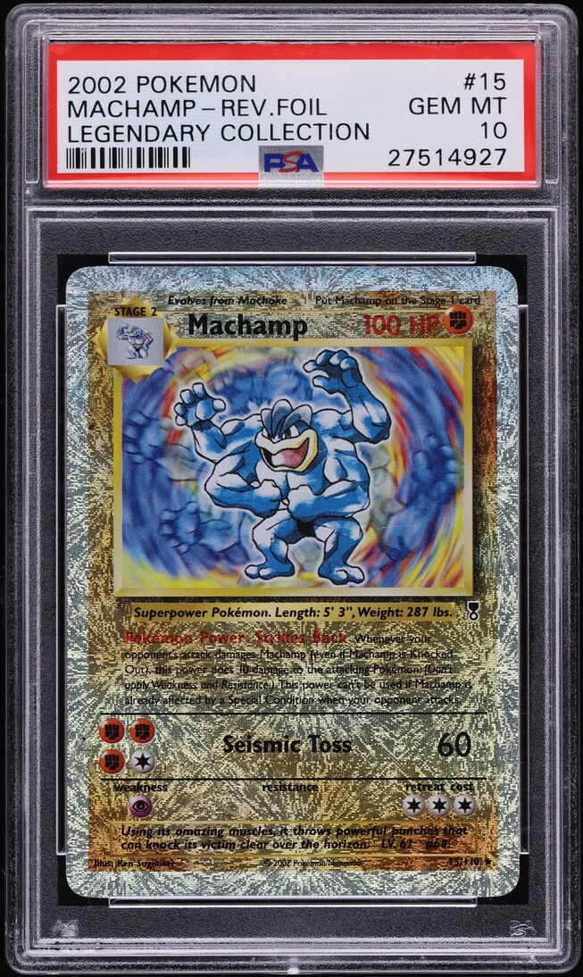 2002 Pokemon Legendary Collection Reverse Holo Machamp #15 PSA 10 GEM MINT