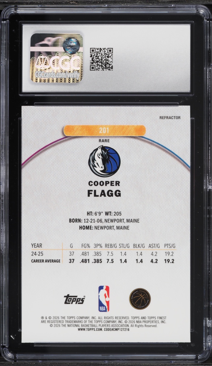 2025 Finest Refractor Cooper Flagg ROOKIE #201 CGC 9.5 MINT+
