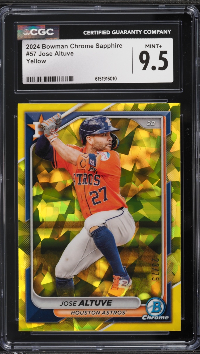 2024 Bowman Chrome Sapphire Yellow Jose Altuve /75 #57 CGC 9.5 MINT+