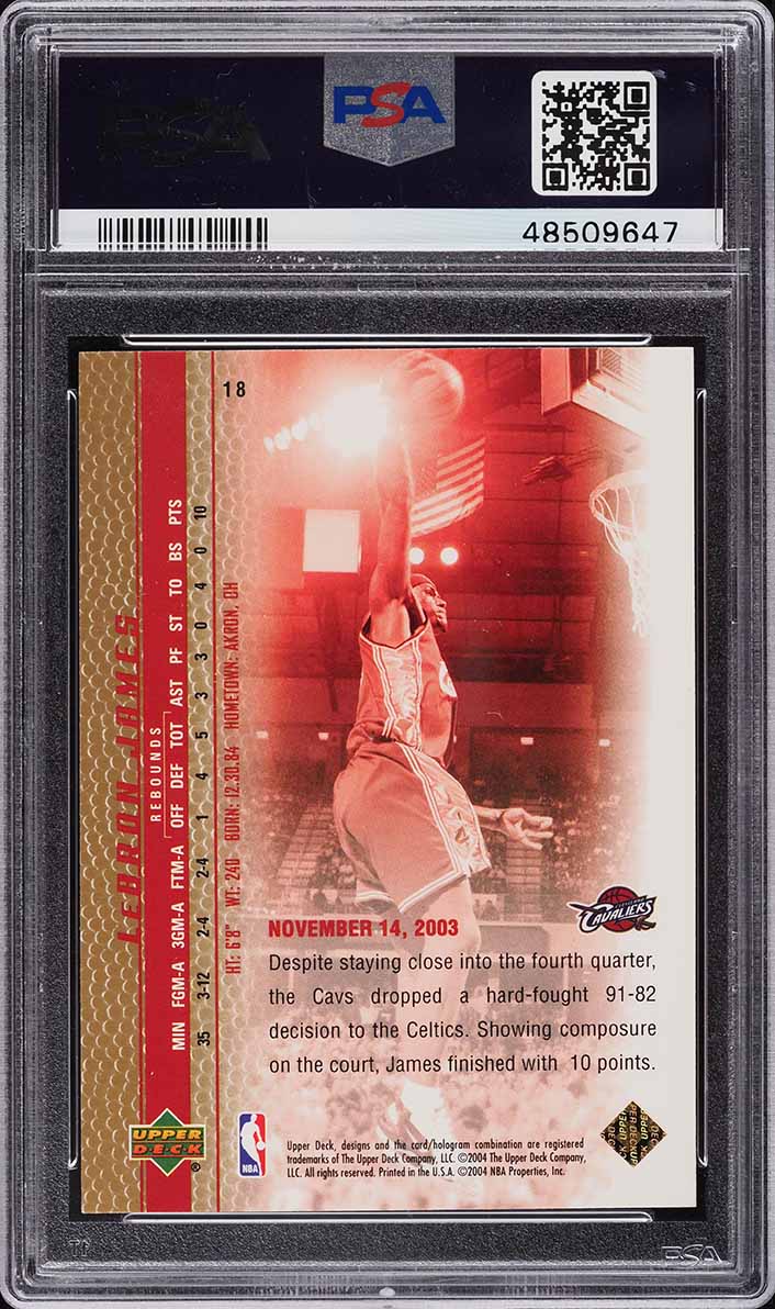 2003 Upper Deck Phenomenal Beginnings Gold LeBron James ROOKIE #18 PSA 10 GEM