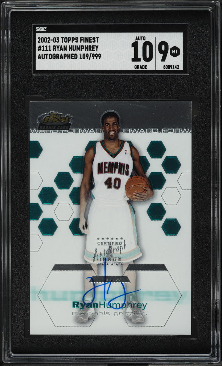 2002 Finest Basketball Ryan Humphrey ROOKIE AUTO /999 #111 SGC 9 MINT