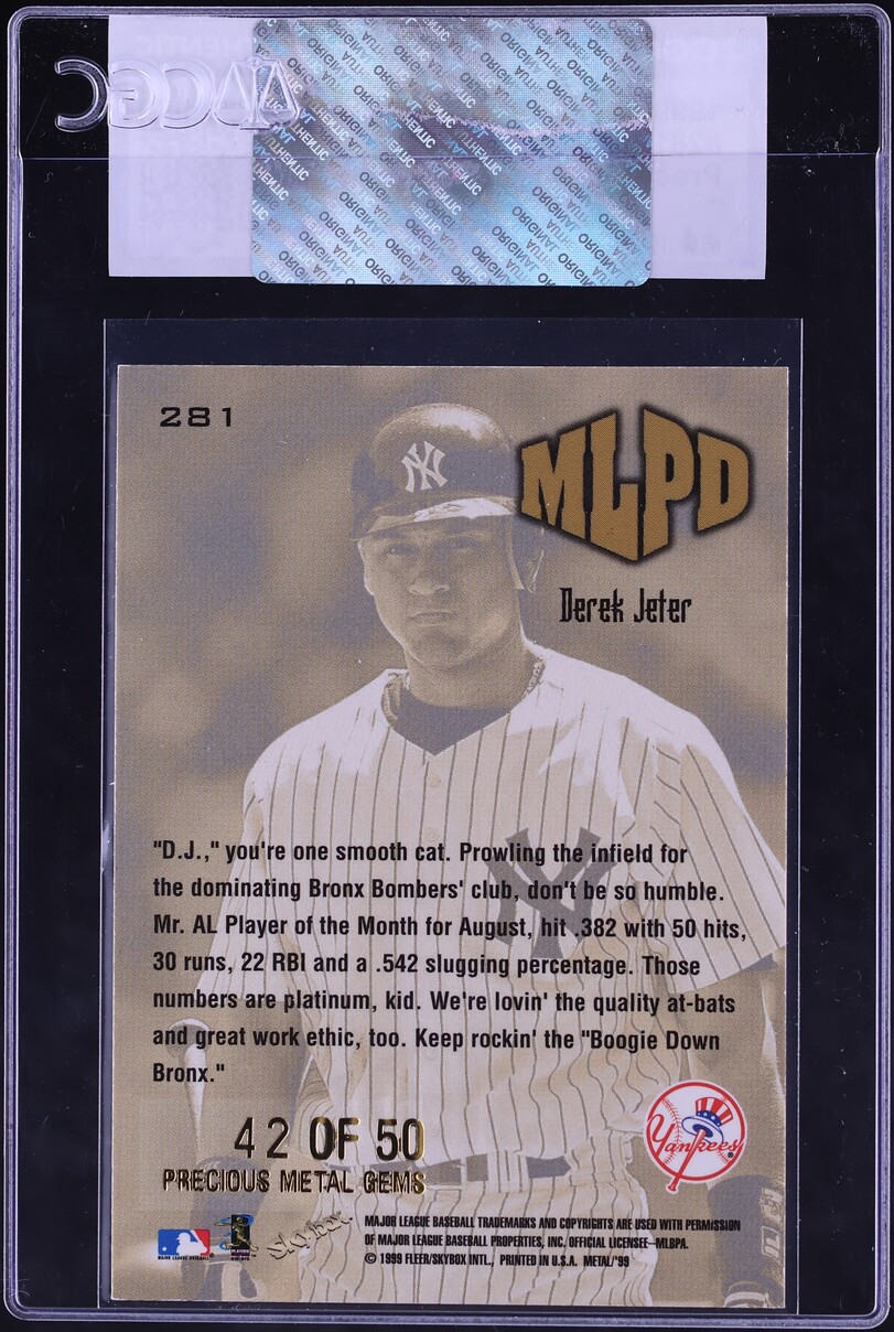 1999 Metal Universe Precious Metal Gems PMG Derek Jeter /50 #281 CGC AUTH
