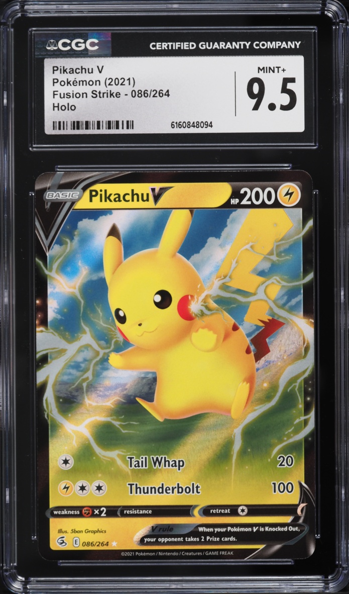 2021 Pokemon Sword & Shield Fusion Strike Alt Art Pikachu V #86 CGC 9.5 MINT+