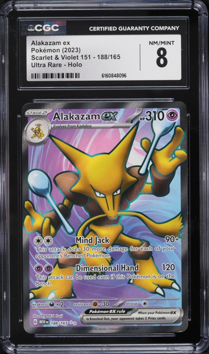 2023 Pokemon Scarlet & Violet 151 Full Art Alakazam ex #188 CGC 8 NM-MT