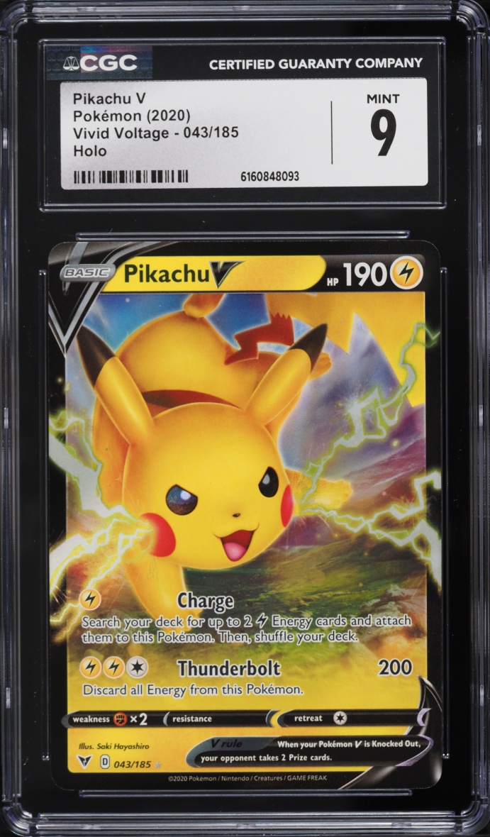 2020 Pokemon Sword & Shield Vivid Voltage Alt Art Pikachu V #43 CGC 9 MINT