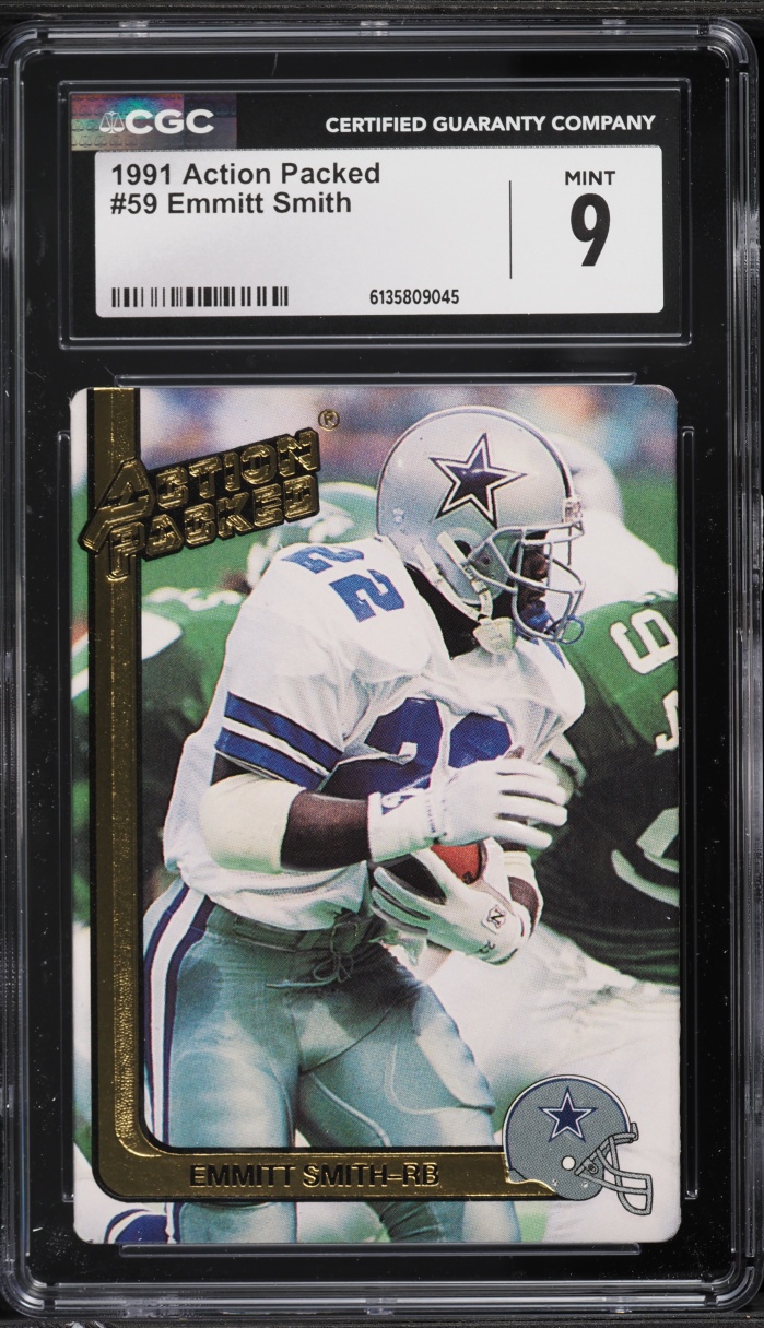 1991 Action Packed Football Emmitt Smith #59 CGC 9 MINT