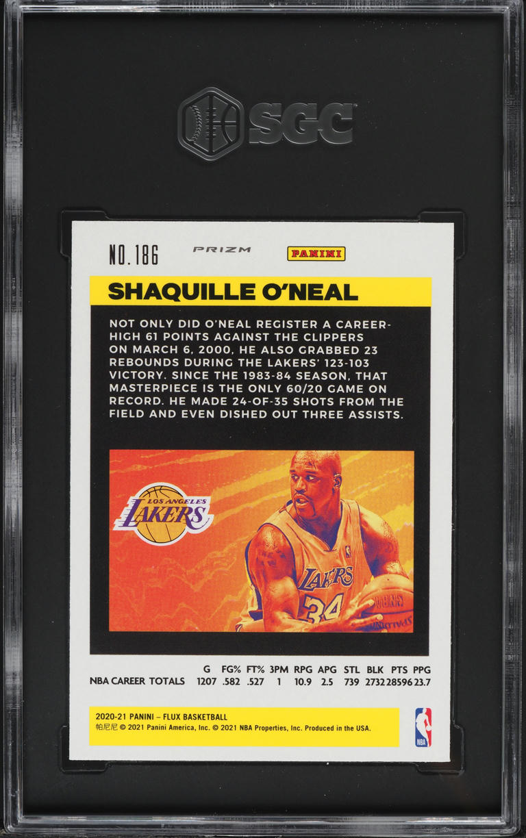 2020 Panini Flux Pulsar Prizm Shaquille O'Neal #186 SGC 9 MINT