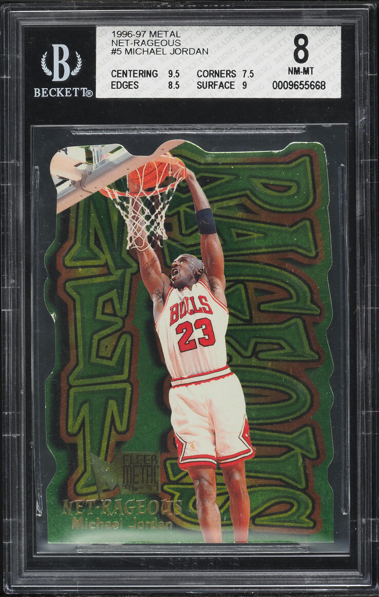 1996 Metal Net-Rageous Die-Cut Michael Jordan #5 BGS 8 NM-MT