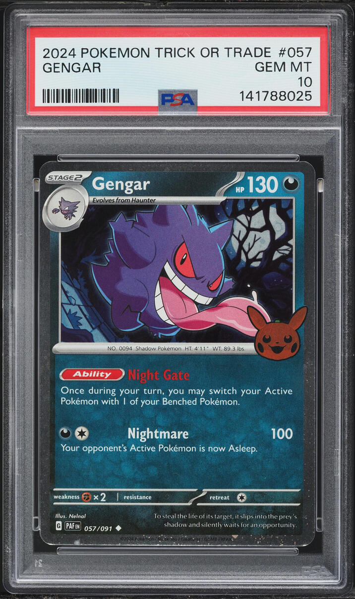2024 Pokemon Scarlet & Violet Paldean Fates Trick Or Trade Gengar #57 PSA 10 GEM MINT
