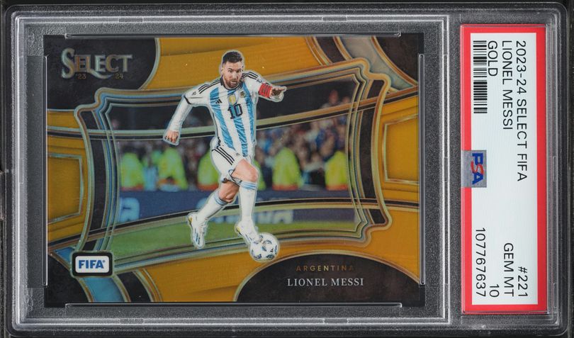 2023 Select FIFA Field Level Gold Prizm Lionel Messi /10 #221 PSA